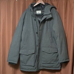 Dockers Men's Gray Hooded Puffer Jacket